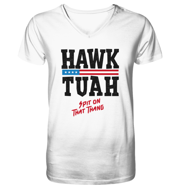 Hawk Tuah - Mens Organic V-Neck Shirt - Amfoo Shop